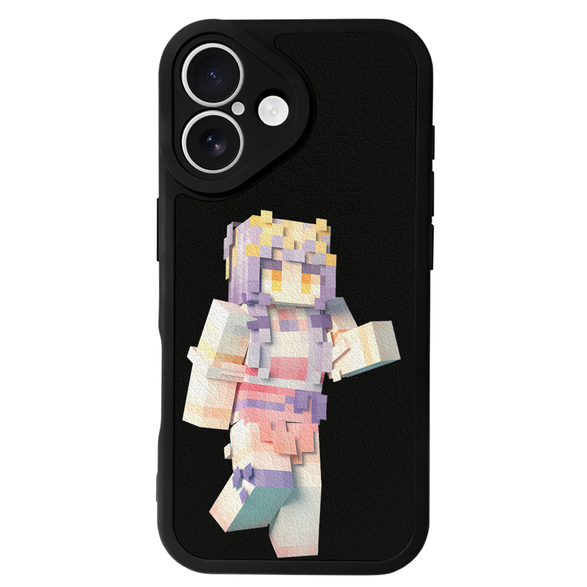 （画像用） マインクラフト ブロックの世界 Minecraft MC Block world 【iPhone 16シリーズ対応】シリコンスマホケース（レザー調） 材質：シリコン